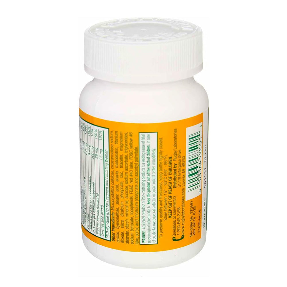 Rugby Prenatal Vitamins Tablets - 100 Count