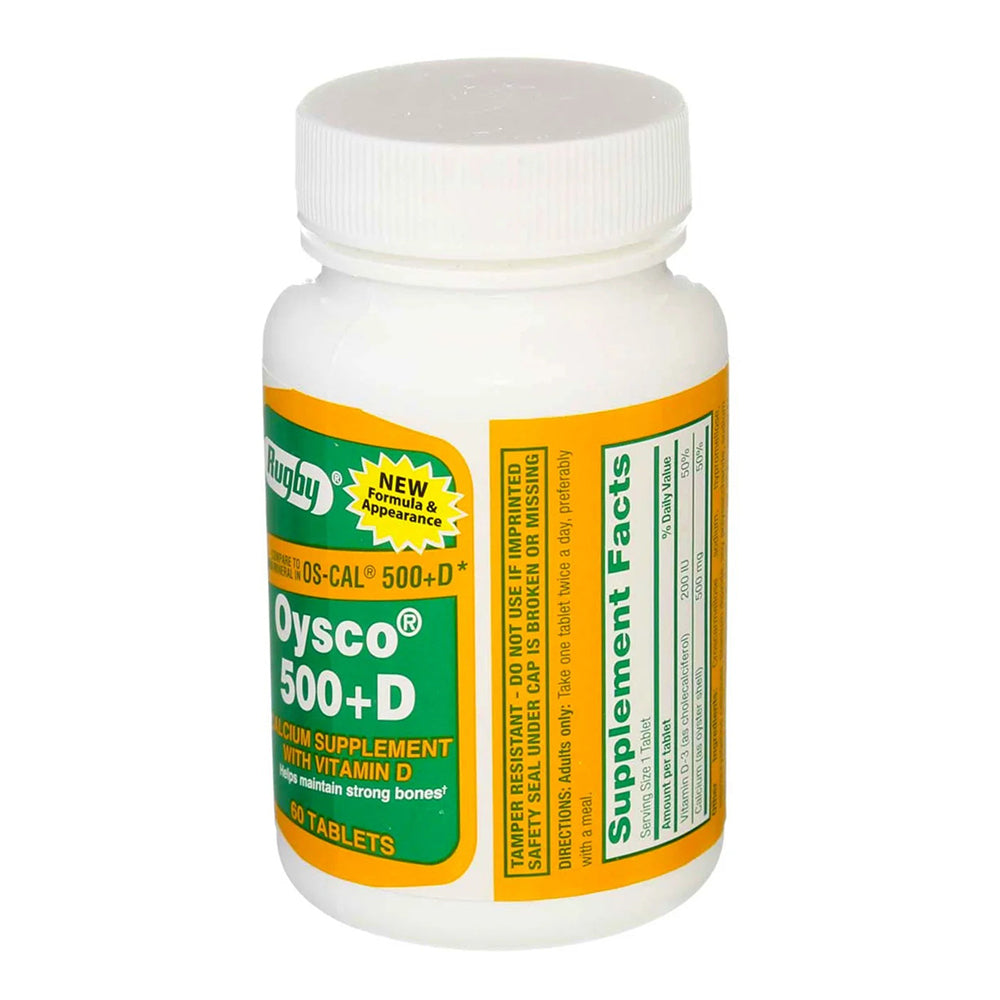 Rugby Oysco 500 + D Calcium Supplement Tablets - 60 Count
