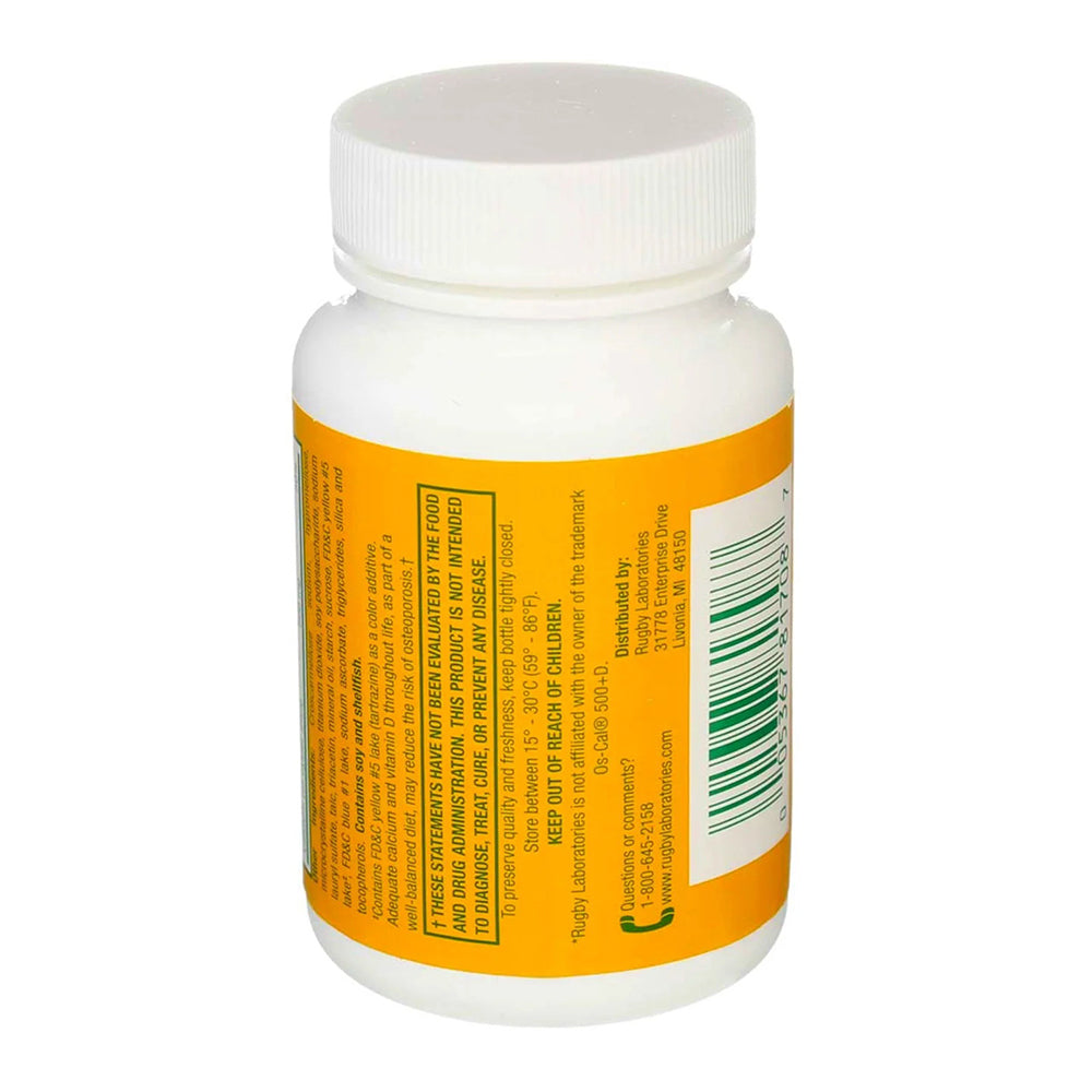 Rugby Oysco 500 + D Calcium Supplement Tablets - 60 Count