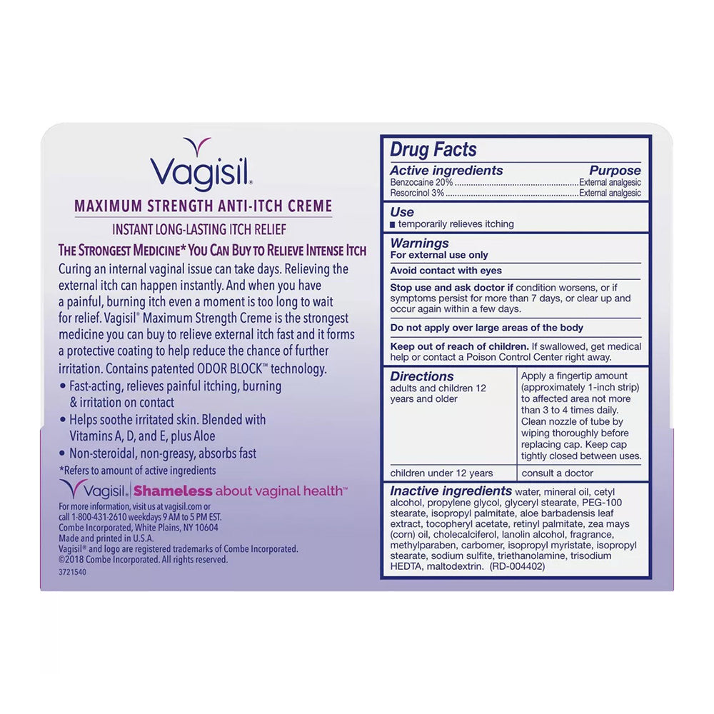 Vagisil Maximum Strength Anti-Itch Creme 1 Oz
