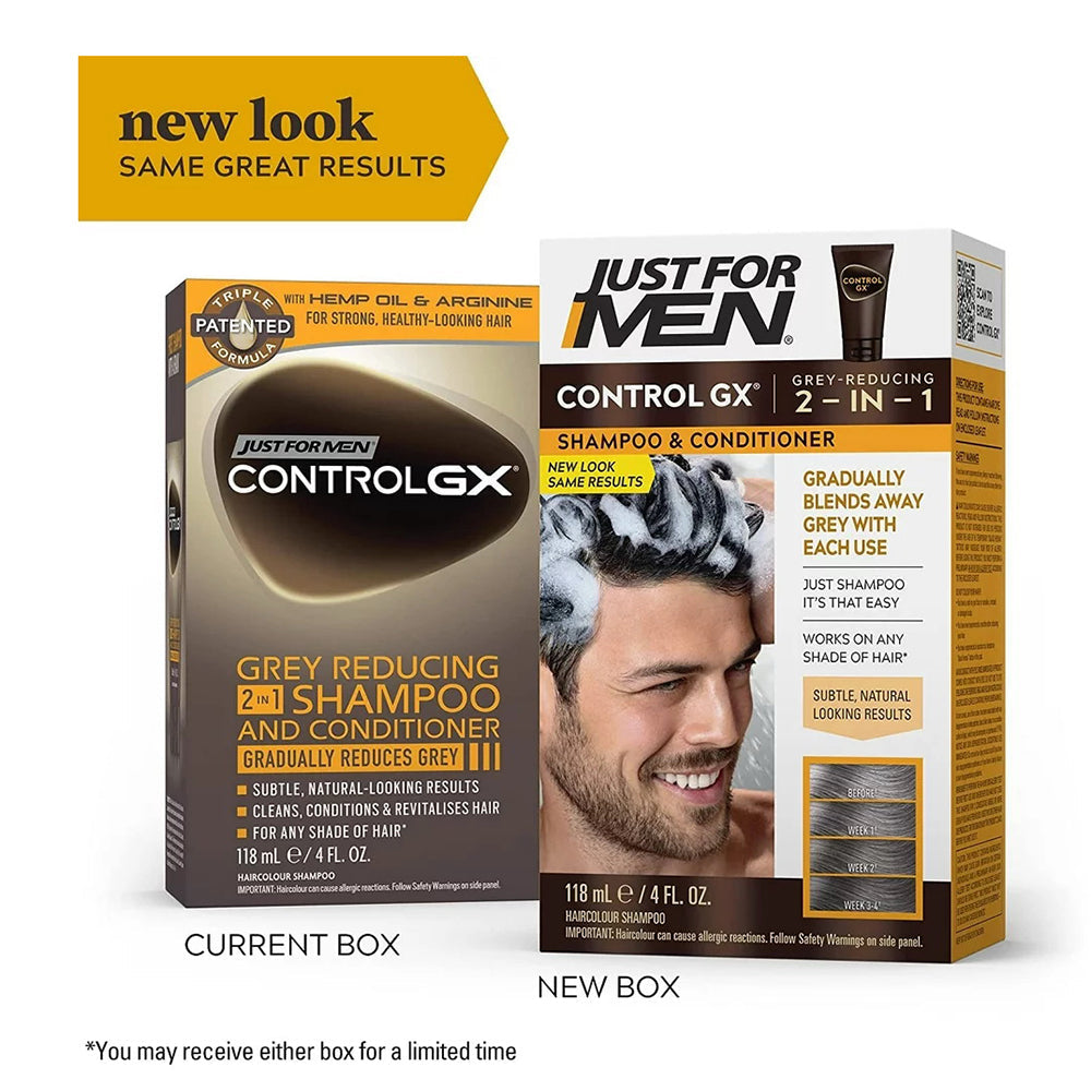 Just For Men Control Gx Gray Reduction 2-In-1Shampoo Plus Conditioner, 4 Fl Oz