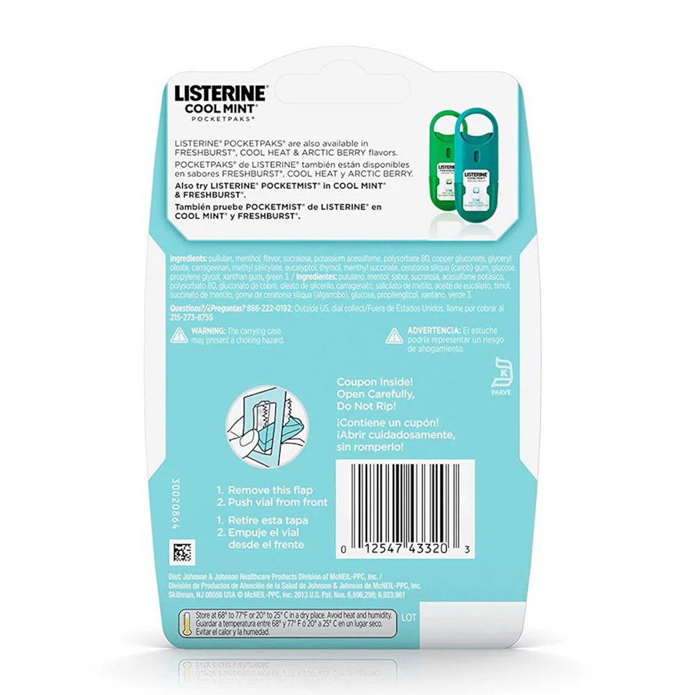 Listerine Pocketpaks Breath Strips Cool Mint 72 Each