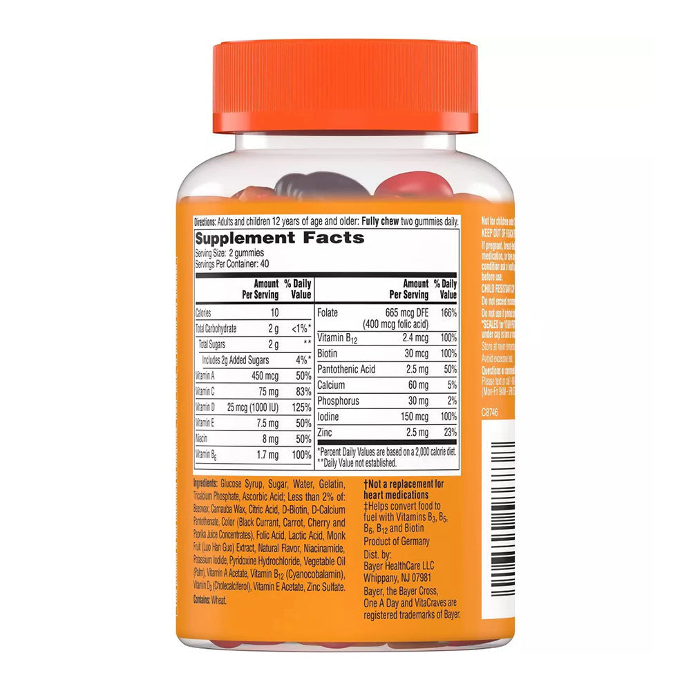 One A Day Women'S Vitacraves Multivitamin Gummies - Orange, Cherry & Berry - 80 Ct
