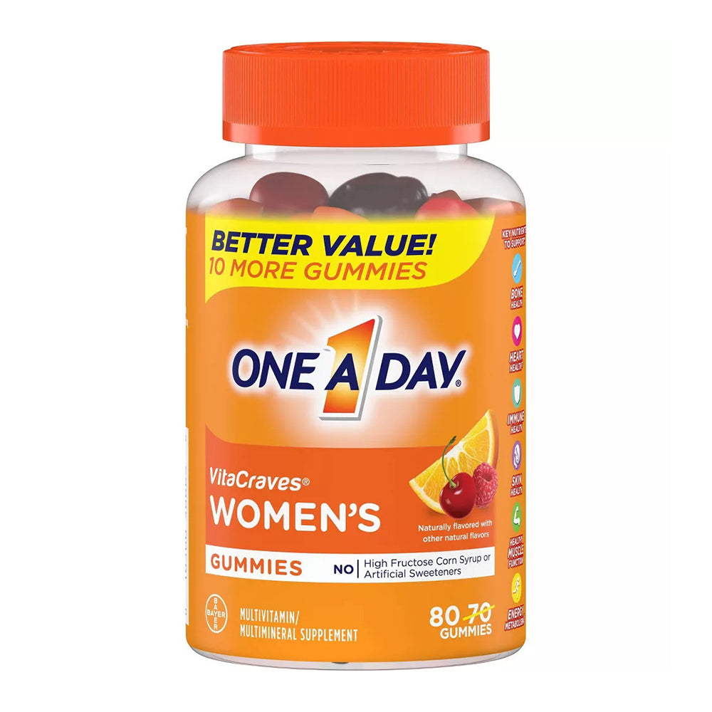 One A Day Women'S Vitacraves Multivitamin Gummies - Orange, Cherry & Berry - 80 Ct