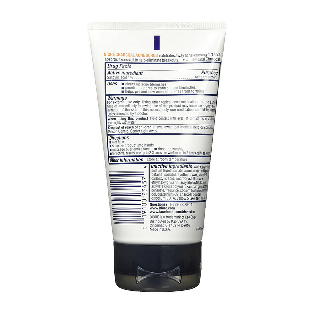 Biore Charcoal Acne Scrub For Oily Skin - 4.5 Ounce