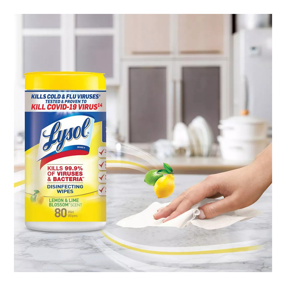 Lysol Disinfecting Wipes, Lemon And Lime Blossom - 80 Count