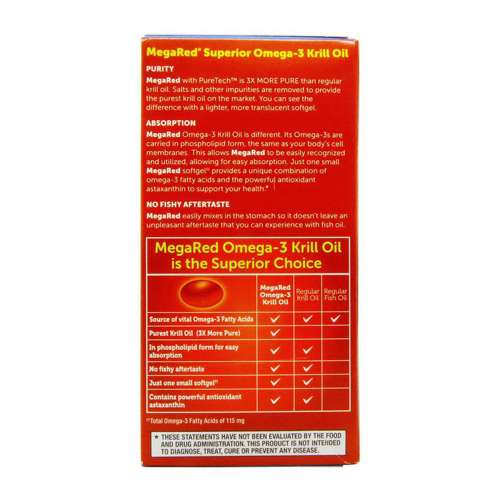 Megared Extra Strength Omega 3 Krill Oil 500Mg Supplement, 40 Ct