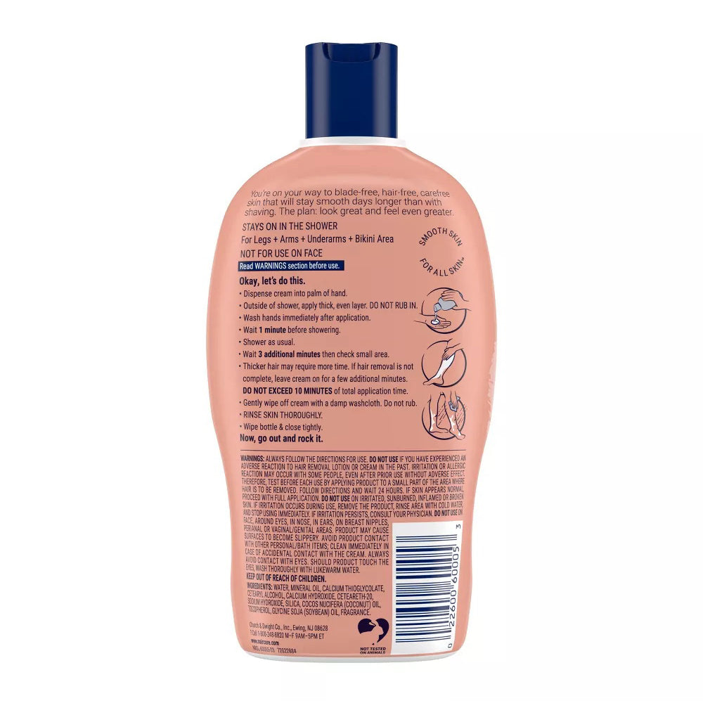 Nair Hair Remover Sensitive Formula Shower Power With Coconut Oil And Vitamin E - 12.6 Oz