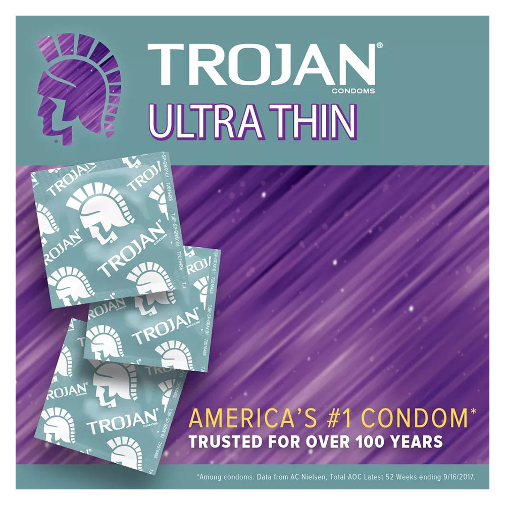 Trojan Ultra Thin Lubricated Latex Condoms 12 Each
