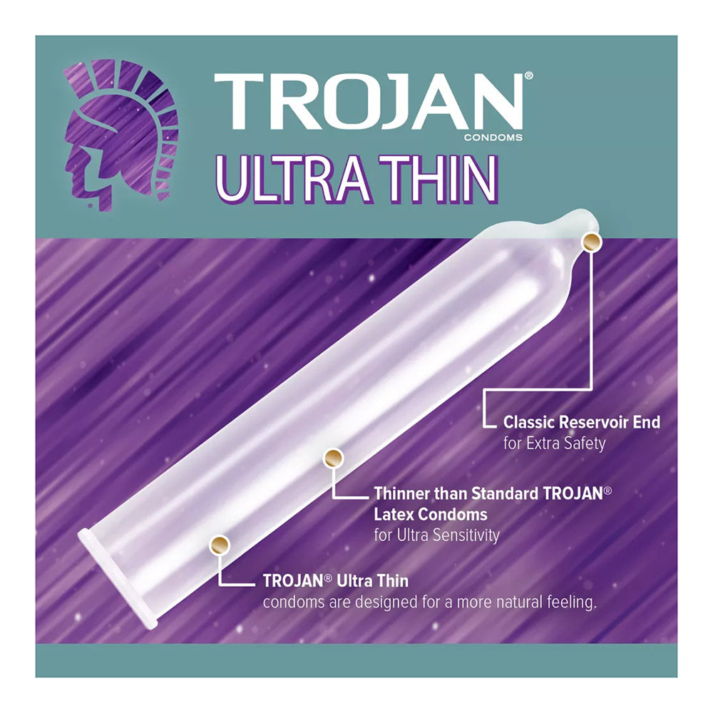 Trojan Sensitivity Ultra Thin Spermicidal Latex Condoms 12 Each