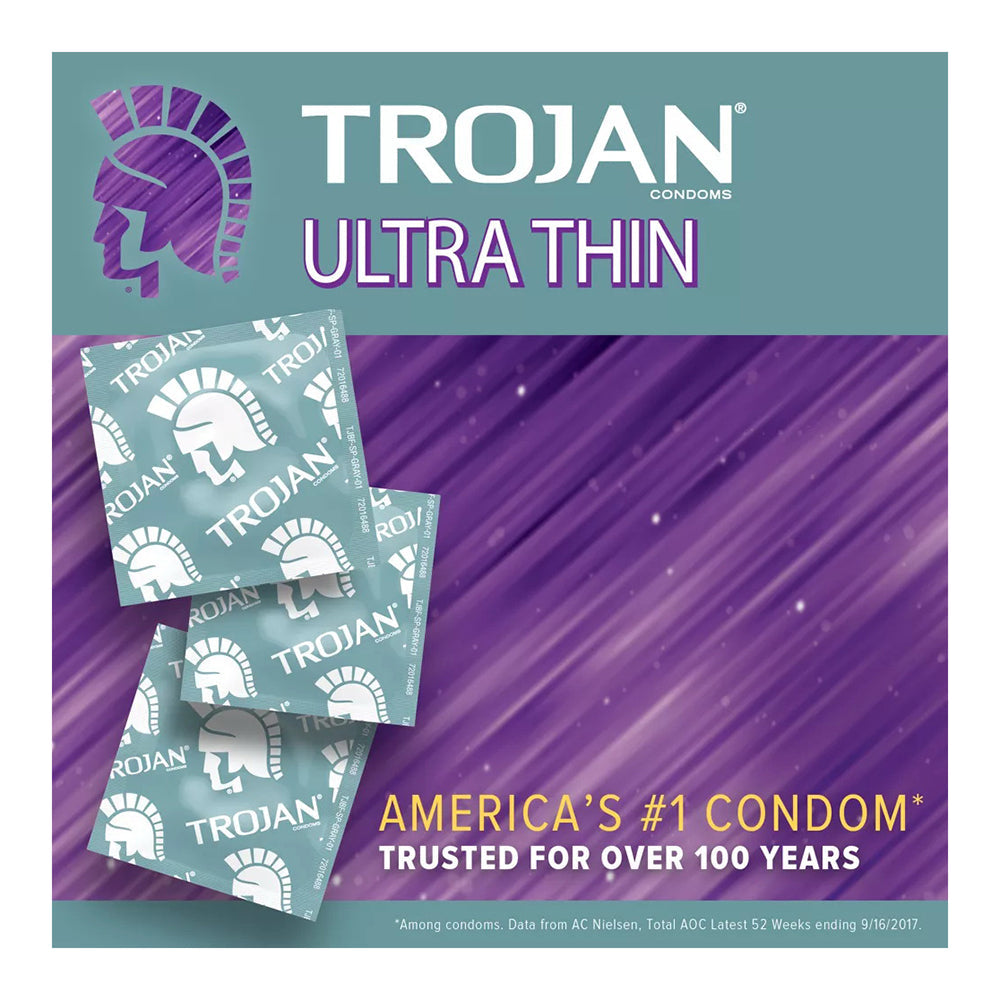 Trojan Sensitivity Ultra Thin Spermicidal Latex Condoms 12 Each