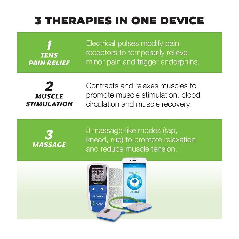 Accurelief Wireless Tens Unit And Ems Muscle Stimulator - Includes Pulse Massager