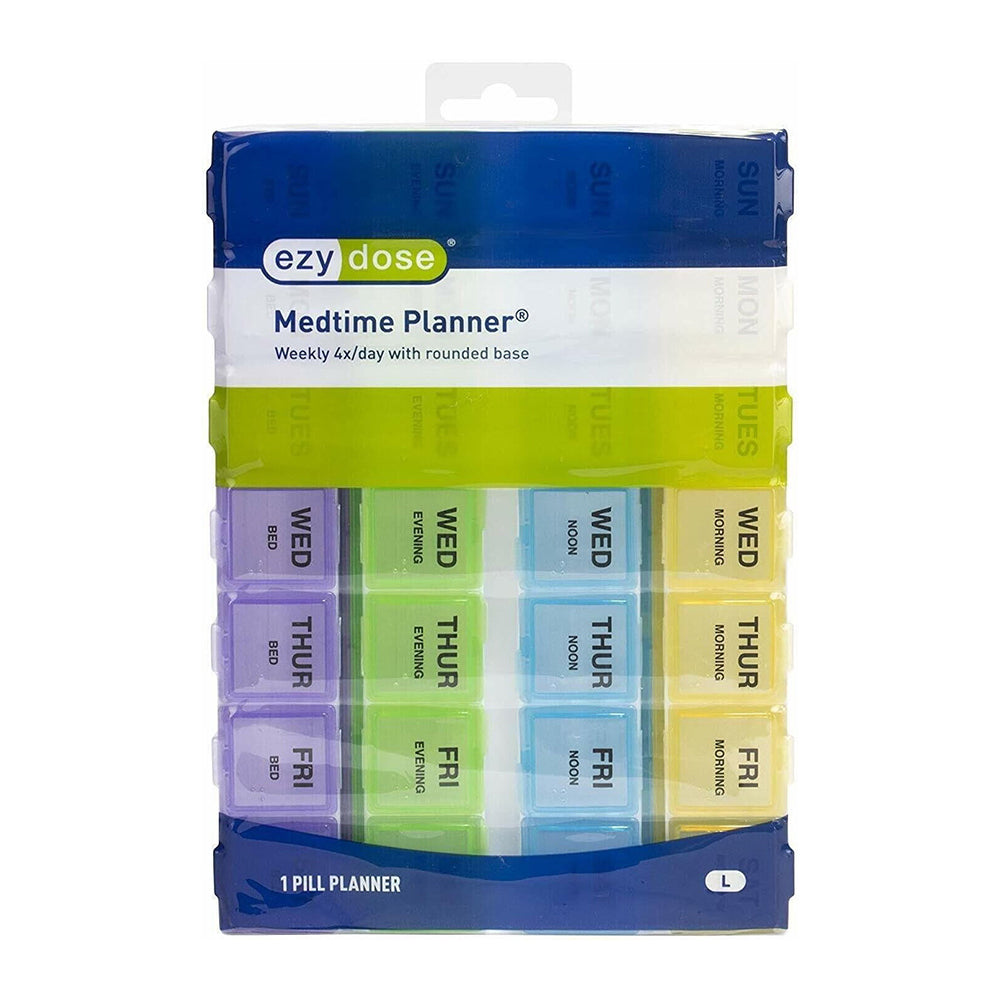 Ezy Dose Weekly (7-Day) Pill Organizer, 4 Times A Day, Large Compartments