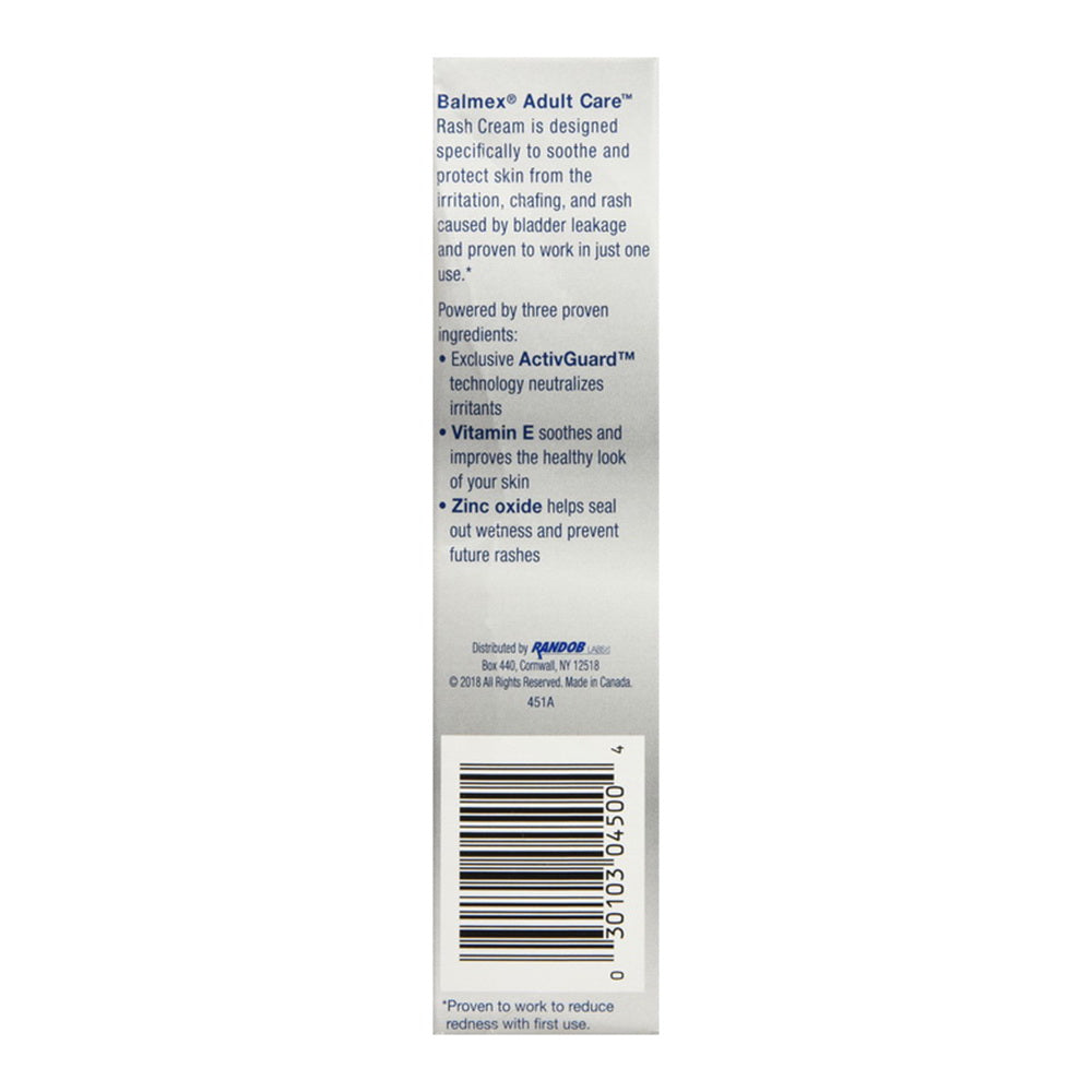 Balmex Adult Care Rash Cream With Zinc Oxide, 3 Oz