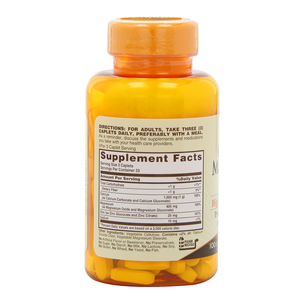 Sundown Calcium Magnesium And Zinc Caplets 100 Caplets