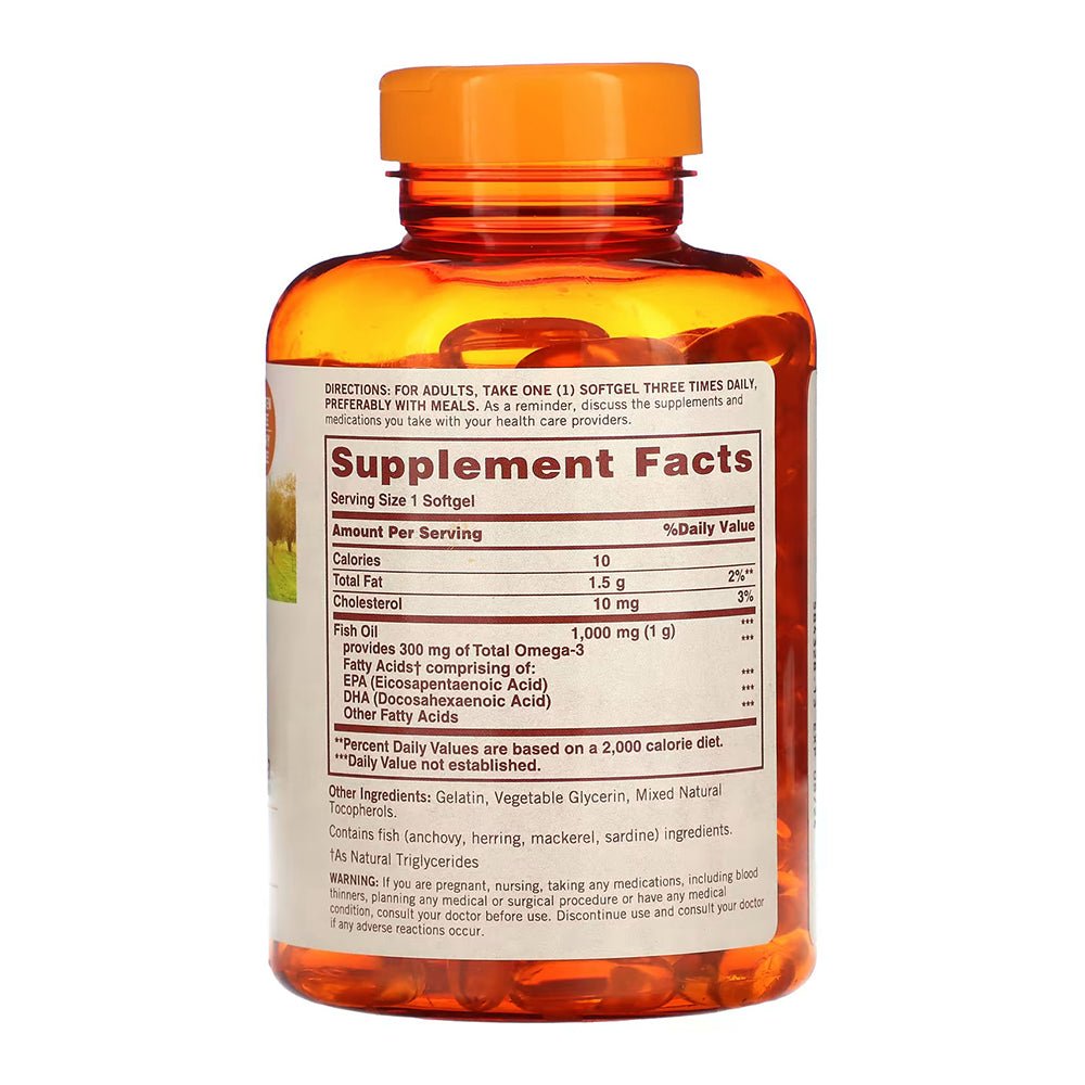 Sundown Naturals Fish Oil 1000 Mg Softgels - 200 Ea