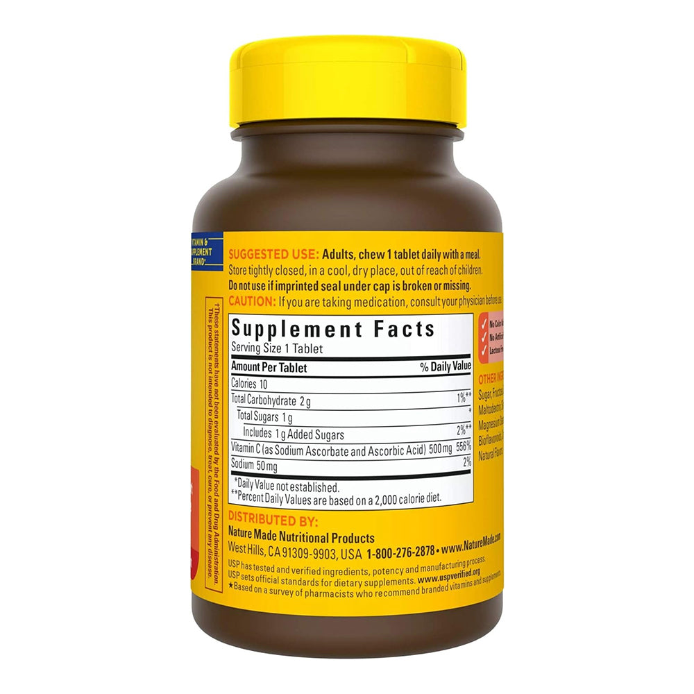 Nature Made Vitamin C 500 Mg Chewable Tablets, Orange 60 Ea