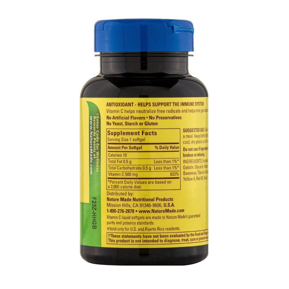 Nature Made Vitamin C 500 Mg Liquid Softgels 60 Soft Gels