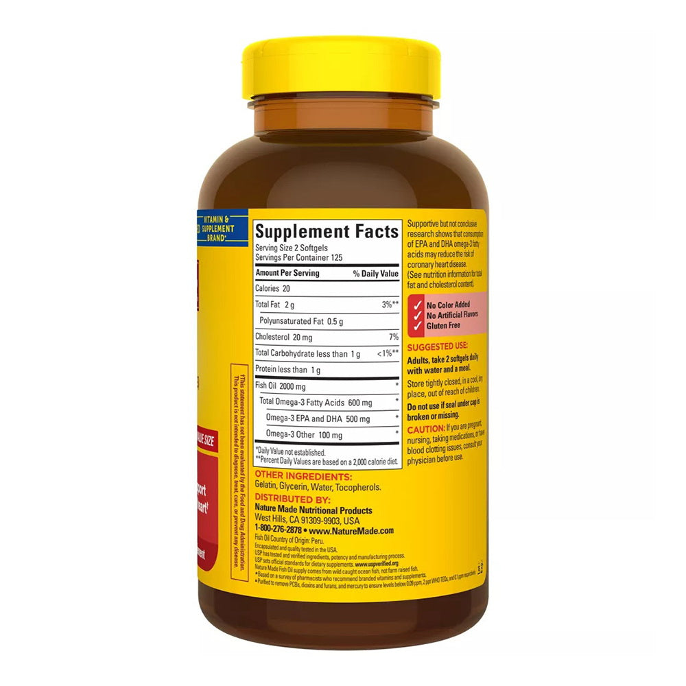Nature Made Fish Oil 1000 Mg, Value Size, Softgels - 250 Count