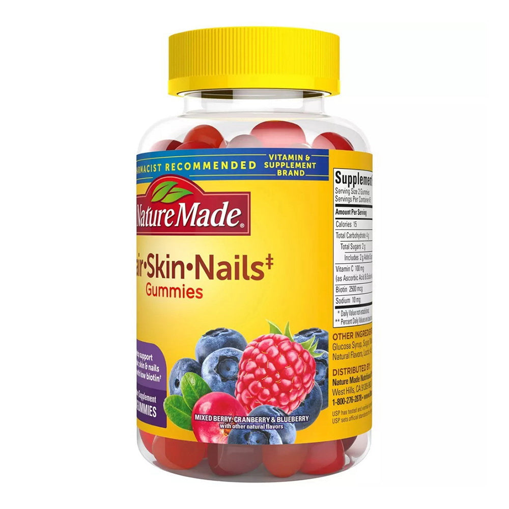 Nature Made Hair, Skin, Nails Adult Gummies, Mixed Berry, Cranberry & Blueberry 90 Ea