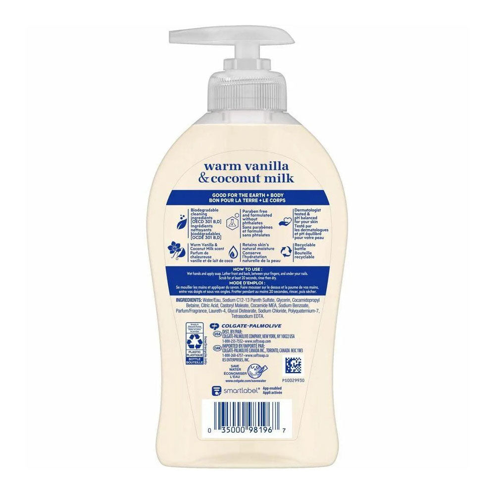 Softsoap Deeply Moisturizing Liquid Hand Soap Pump Warm Coconut Milk, Vanilla, 11.25 Fl Oz