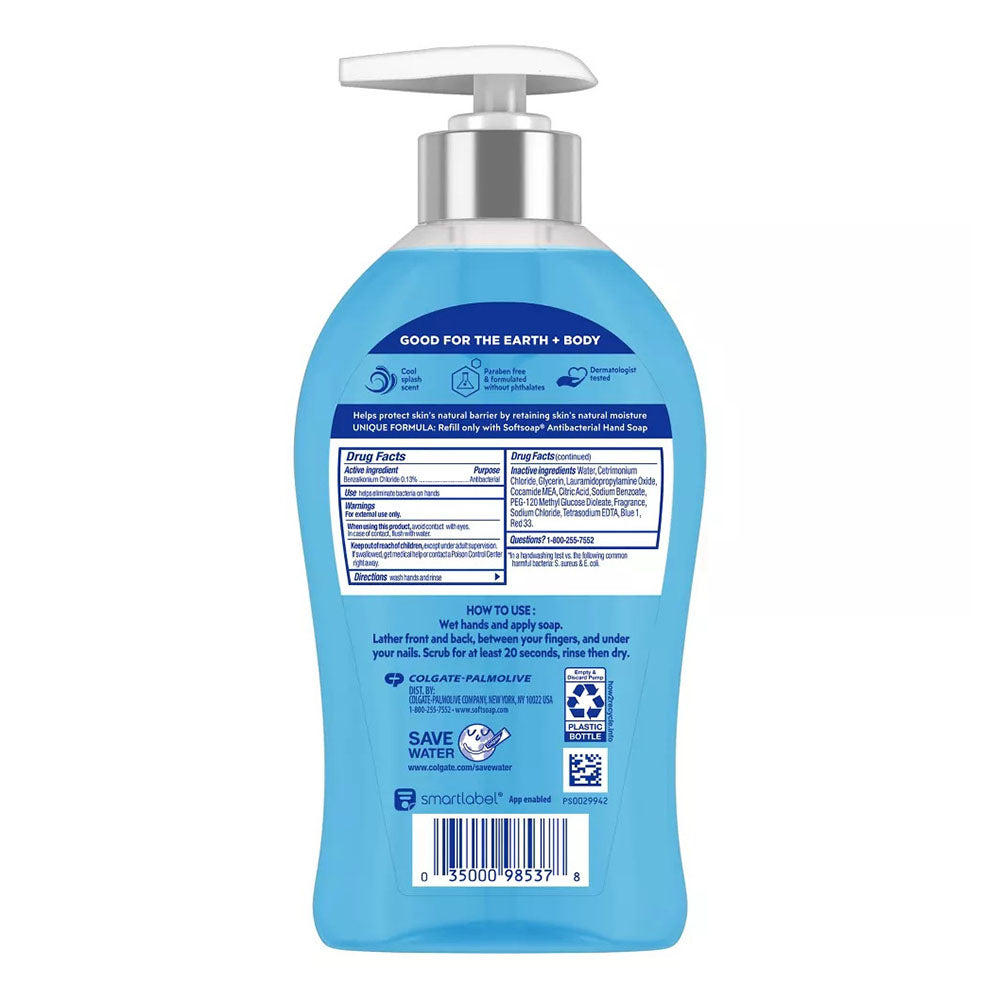 Softsoap Antibacterial Liquid Hand Soap Pump, Clean & Protect, Cool Splash - 11.25 Fl. Oz