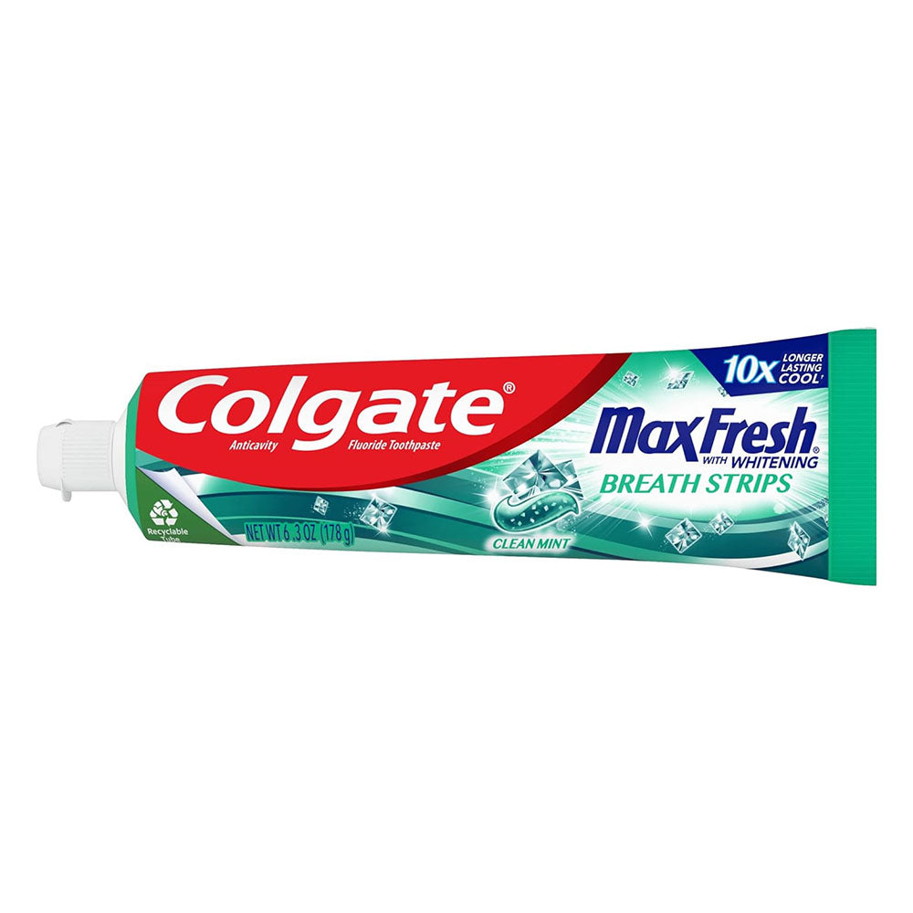 Colgate Max Fresh With Whitening Toothpaste With Mini Breath Strips, 6.3 Oz Tube