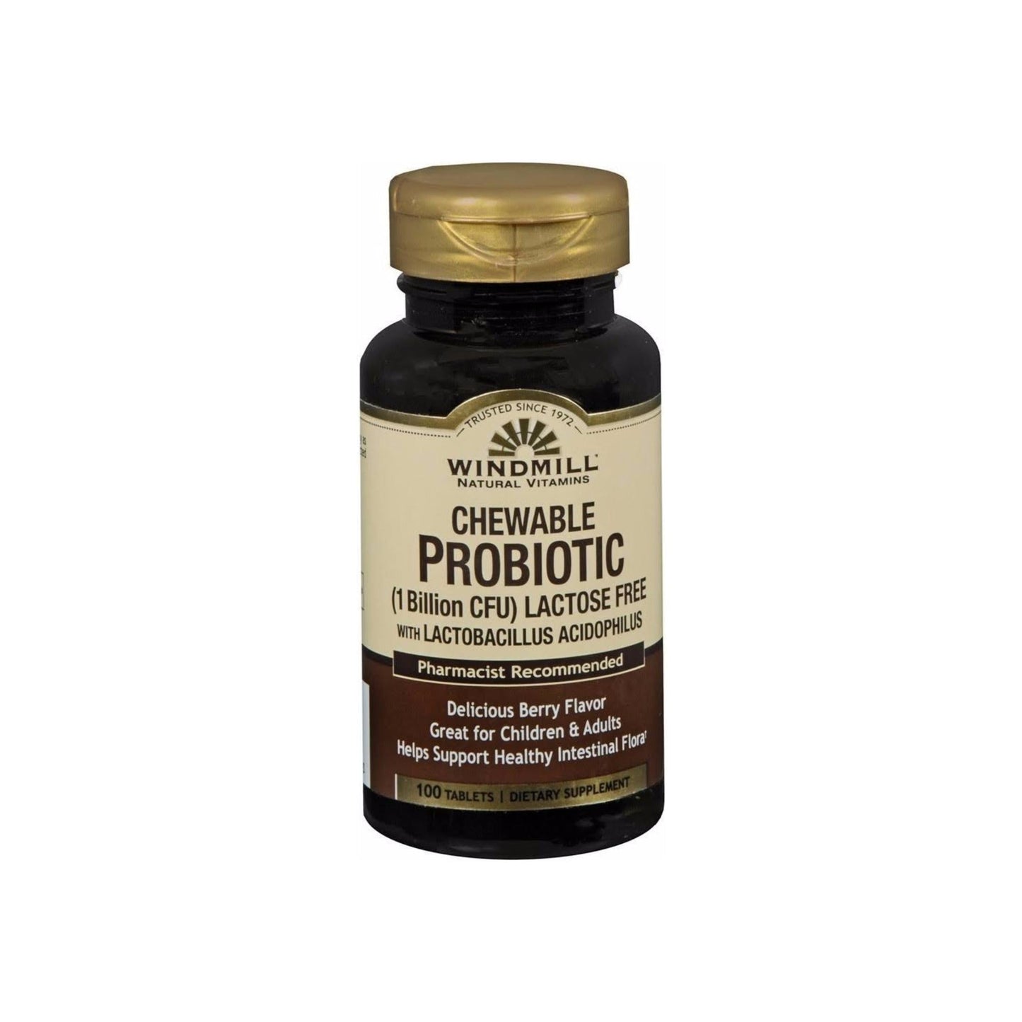 Windmill Chewables Probiotic Lactose Free Tablets, Berry 100 Ea