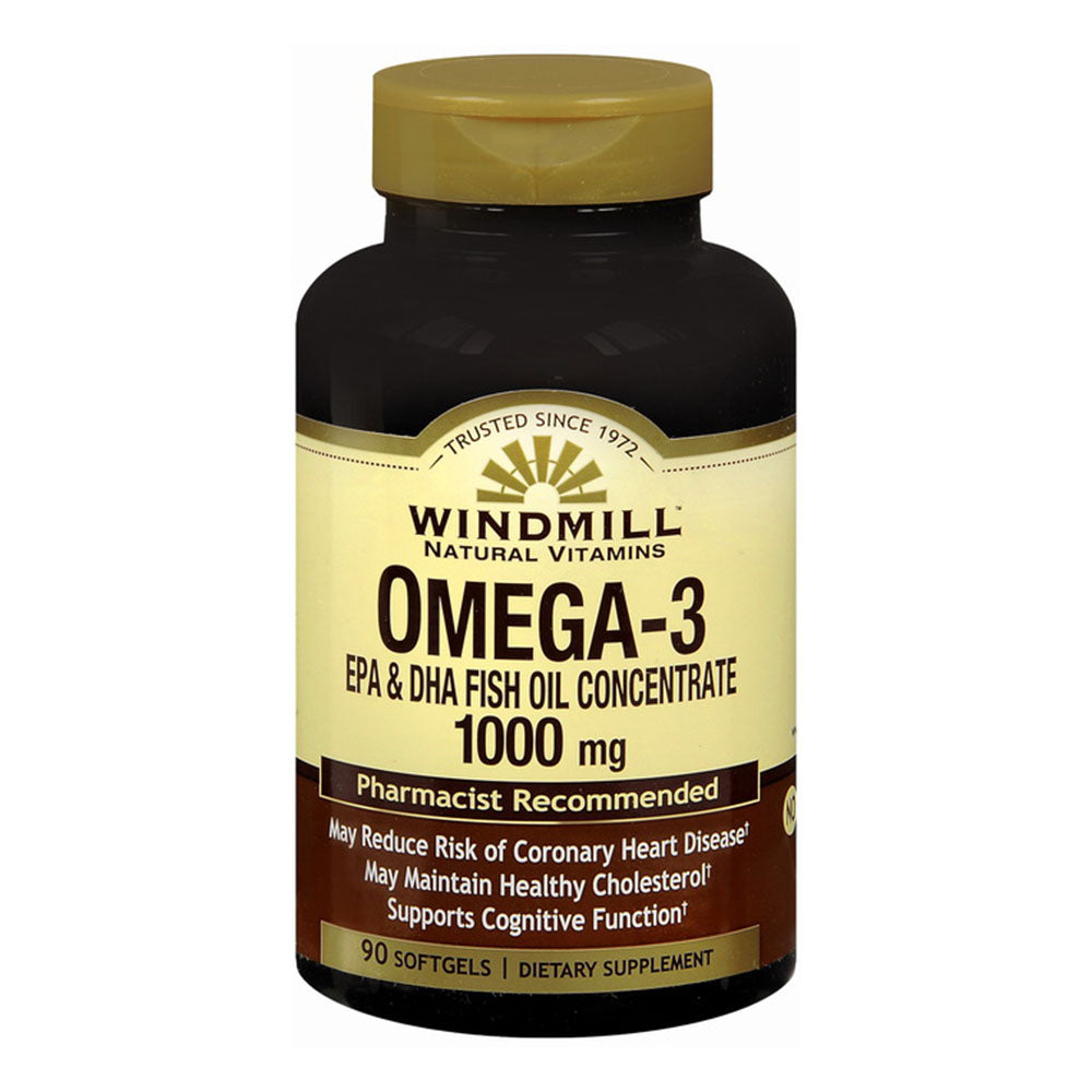 Windmill Natural Omega Iii Epa + Dha Fish Oil Concentrate 1000 Mg Softgels 90 Soft Gels
