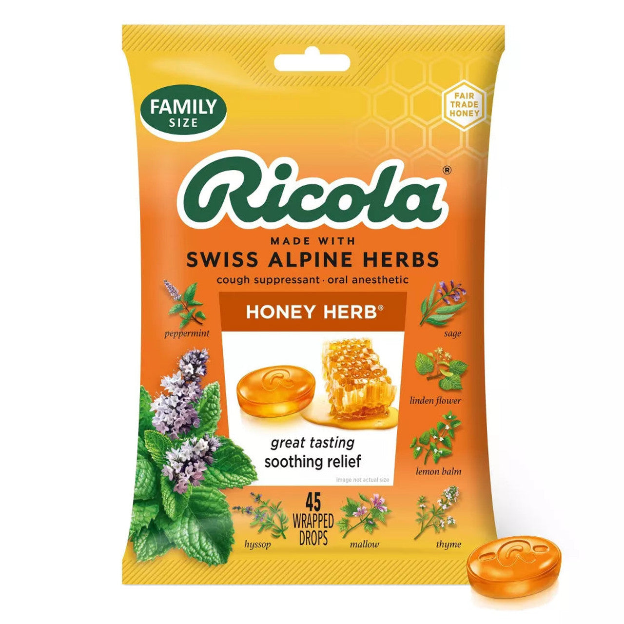 Ricola Cough Drops - Honey Herb - 45Ct