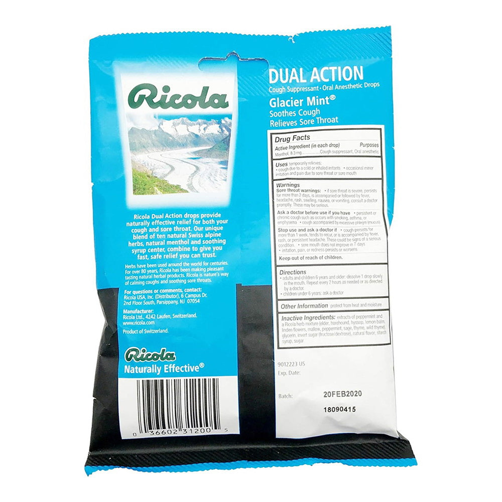 Ricola Extra Strength Cough Suppressant Drops, Glacier Mint, 19 Drops