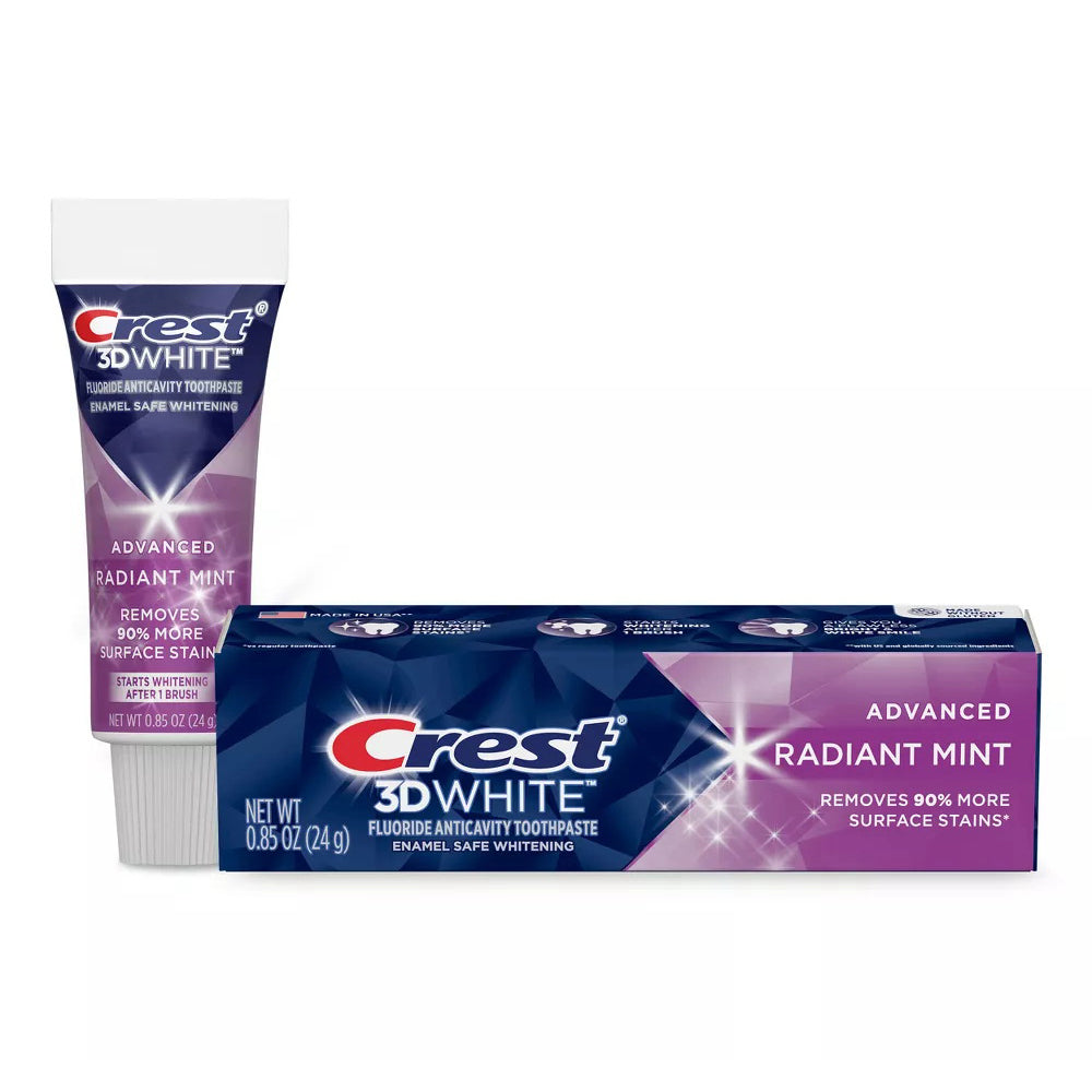 Crest 3D White Radiant Mint, Teeth Whitening Toothpaste, .85 Oz