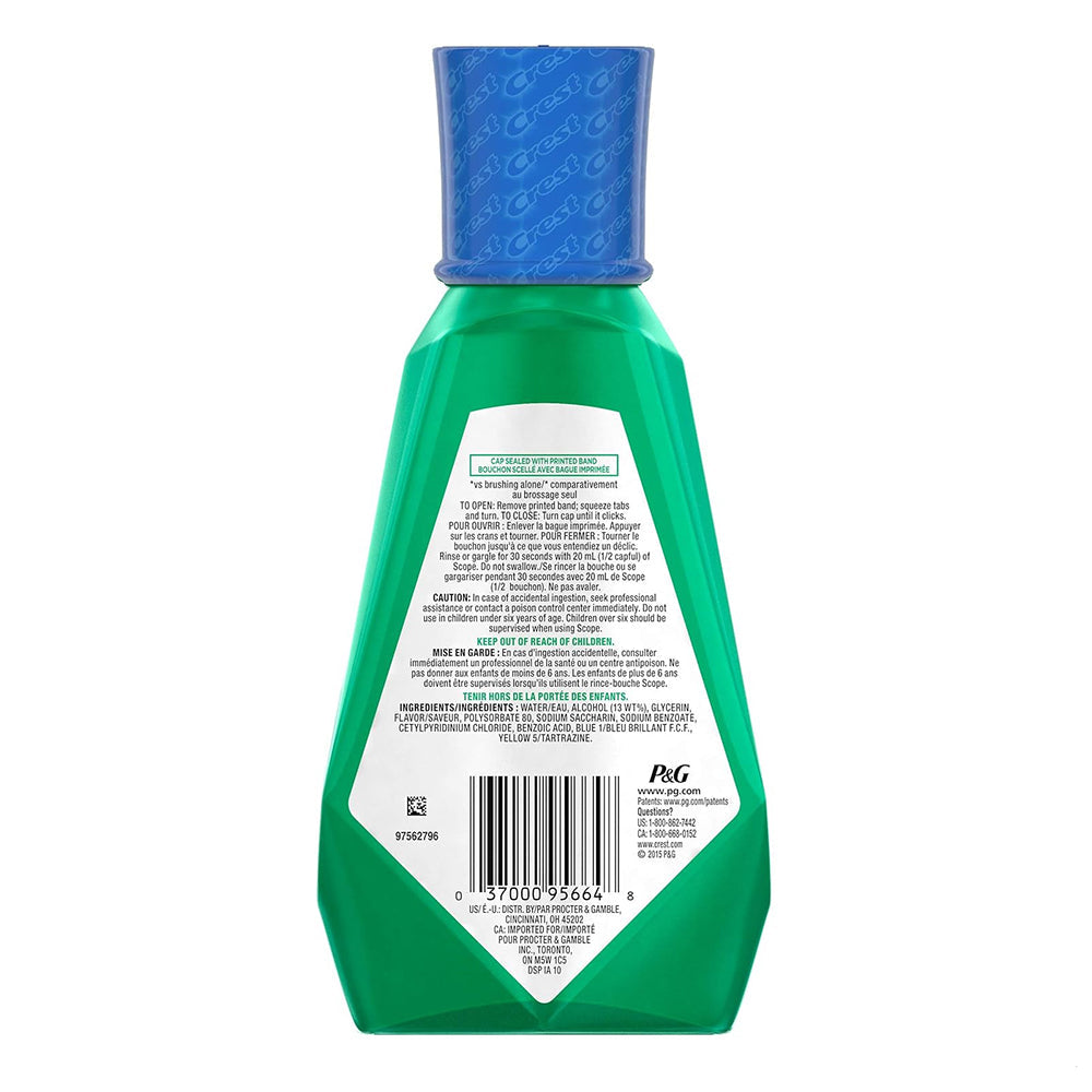 Crest Scope Outlast Mouthwash, Long Lasting Mint, 500 Ml