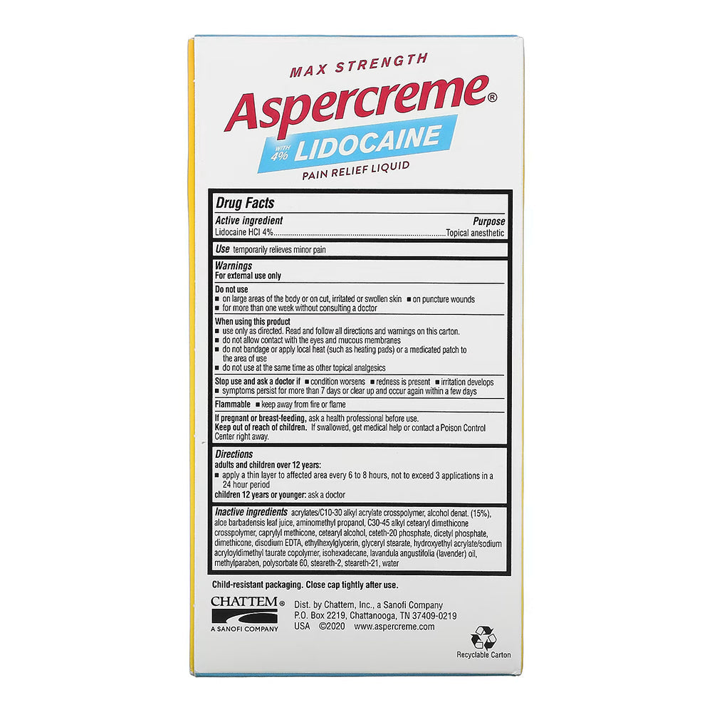 Aspercreme Lidocaine Pain Relief Fast Acting Lavender Roll-On - 2.5 Oz