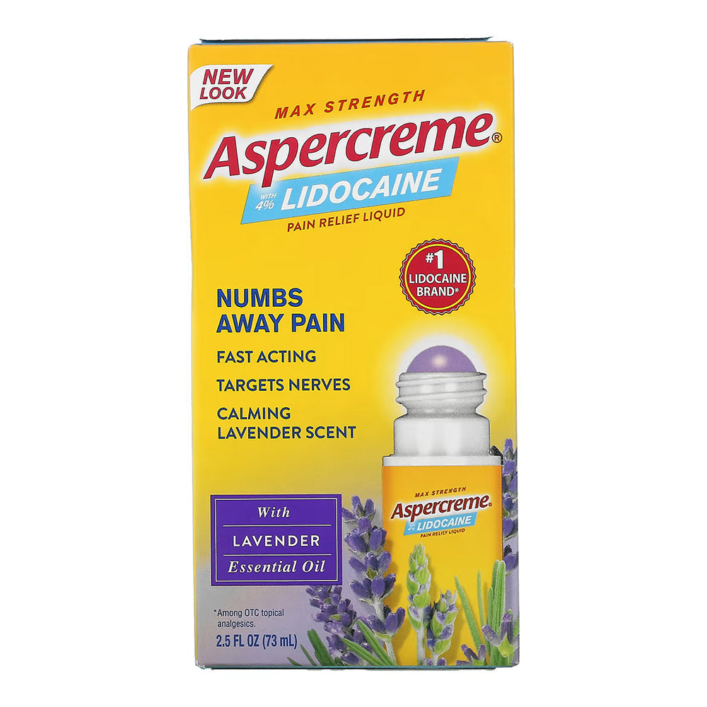 Aspercreme Lidocaine Pain Relief Fast Acting Lavender Roll-On - 2.5 Oz