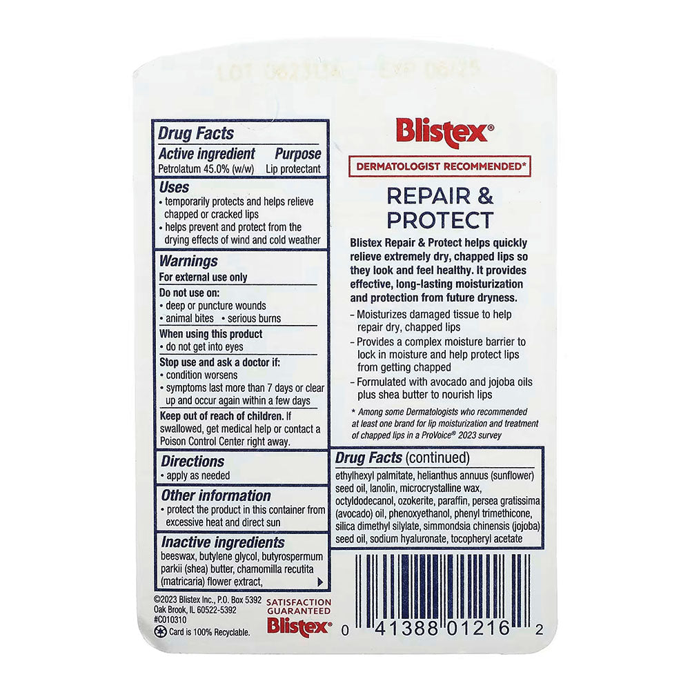Blistex Repair & Protect Lip Balm, Lip Treatment 0.13Oz