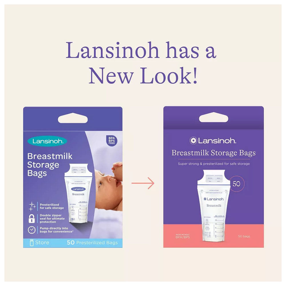Lansinoh Breastmilk Storage Bags, 50 Count, Easy To Use Breast Milk Storage Bags For Feeding, 6 Oz