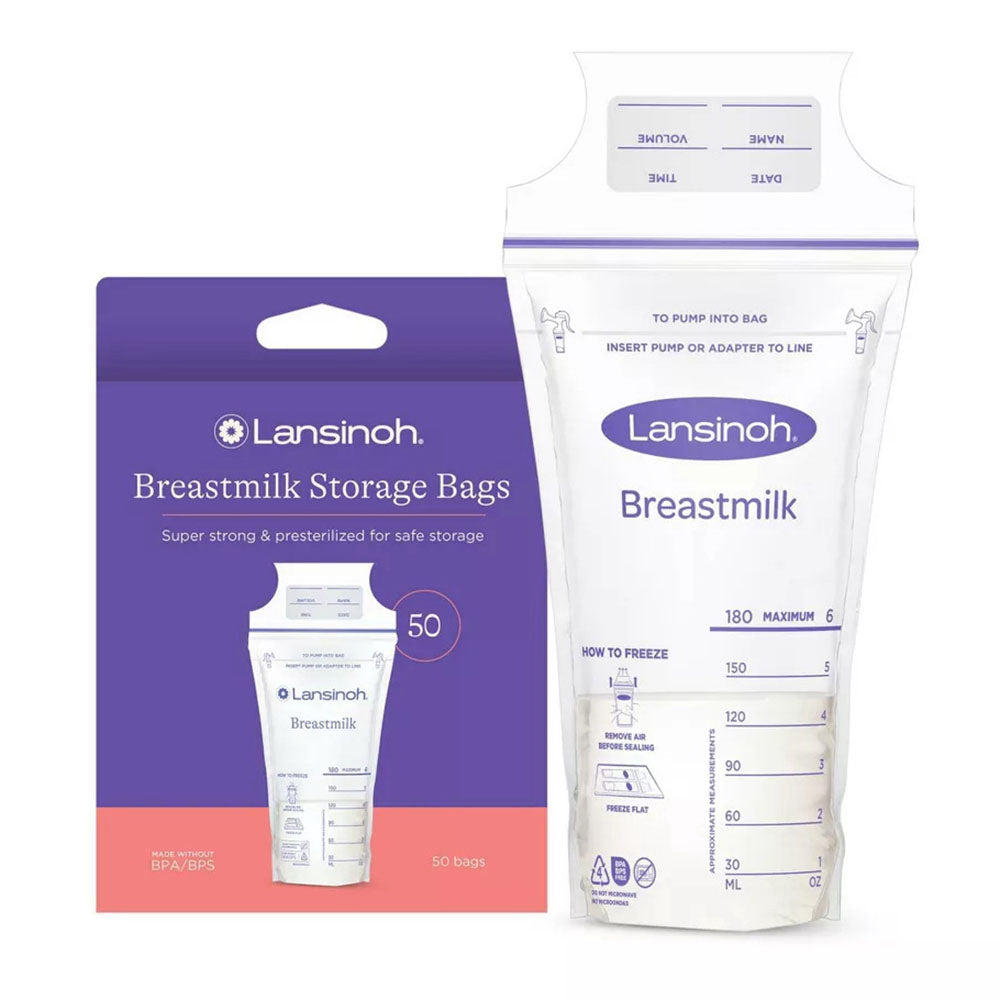 Lansinoh Breastmilk Storage Bags, 50 Count, Easy To Use Breast Milk Storage Bags For Feeding, 6 Oz