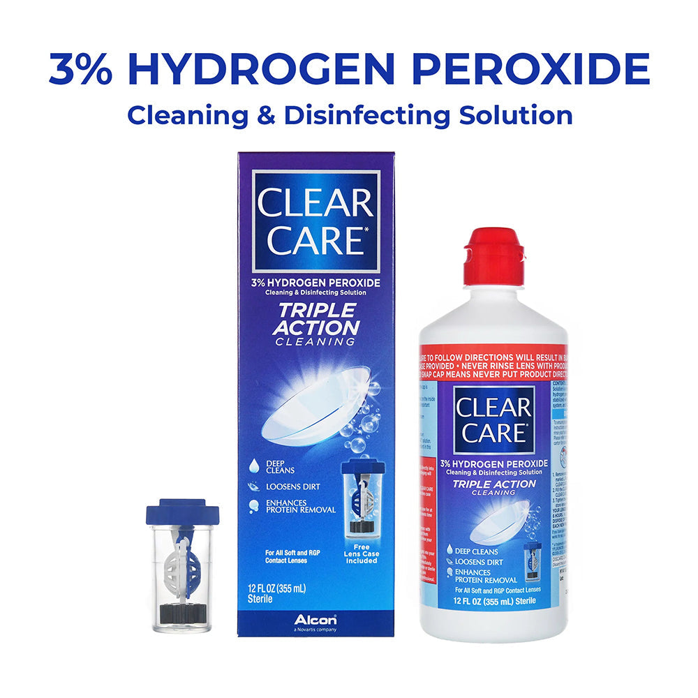 Clear Care Care Cleaning & Disinfection Solution With Lens Case, Clear, 12 Fl Oz