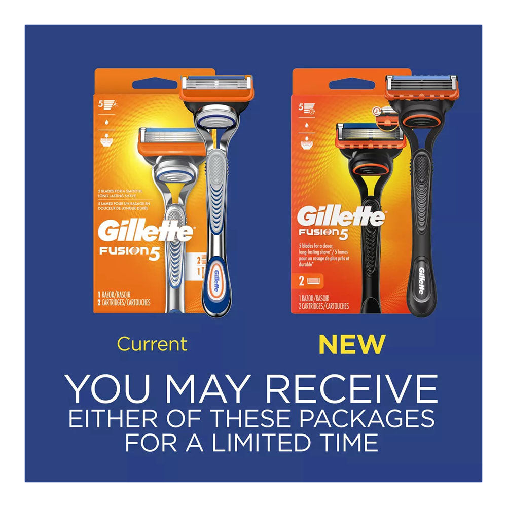 Gillette Fusion5 Razor For Men, Handle + 2 Razor Blade Refills