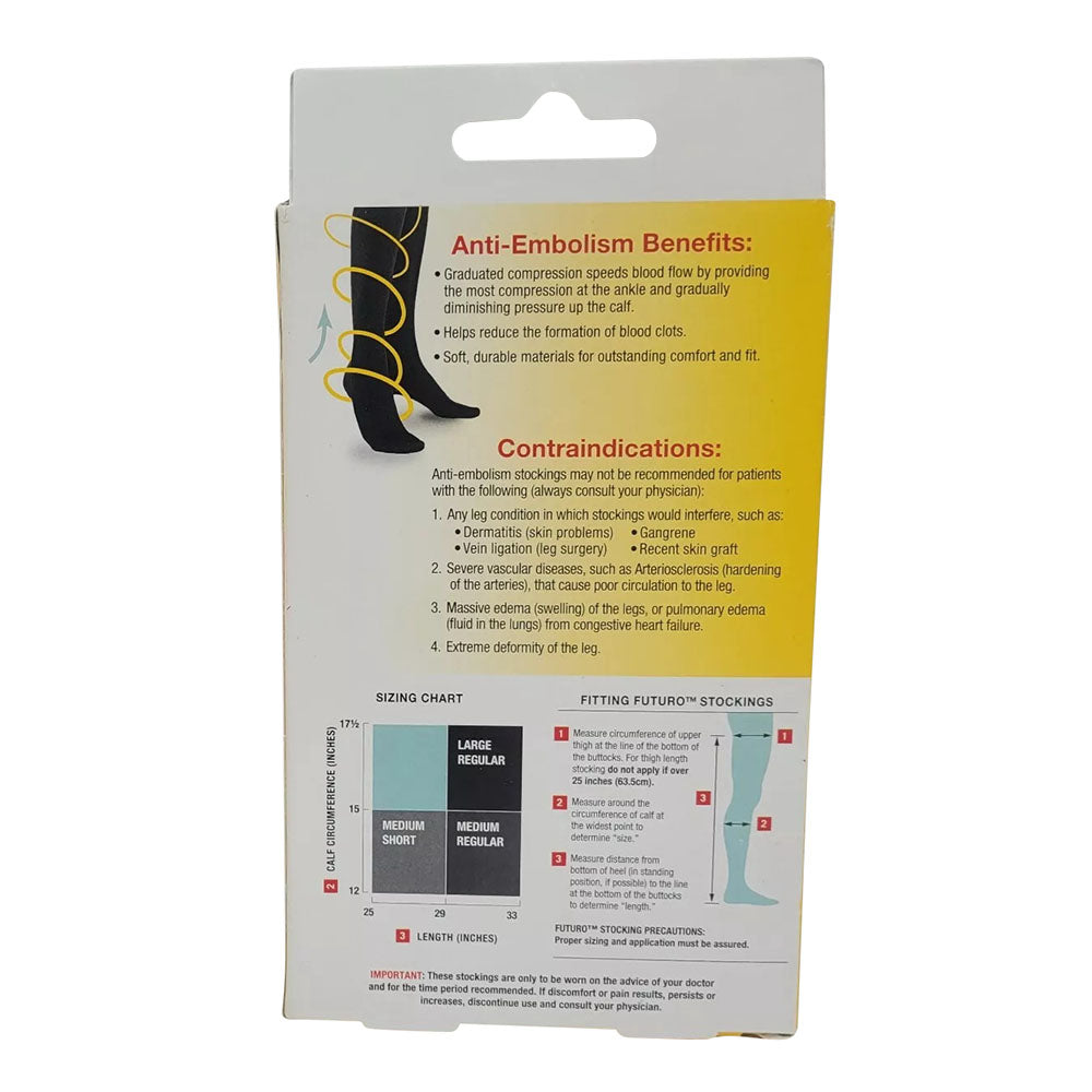 Futuro Anti-Embolism Thigh Length Stockings Medium Short, White. Moderate