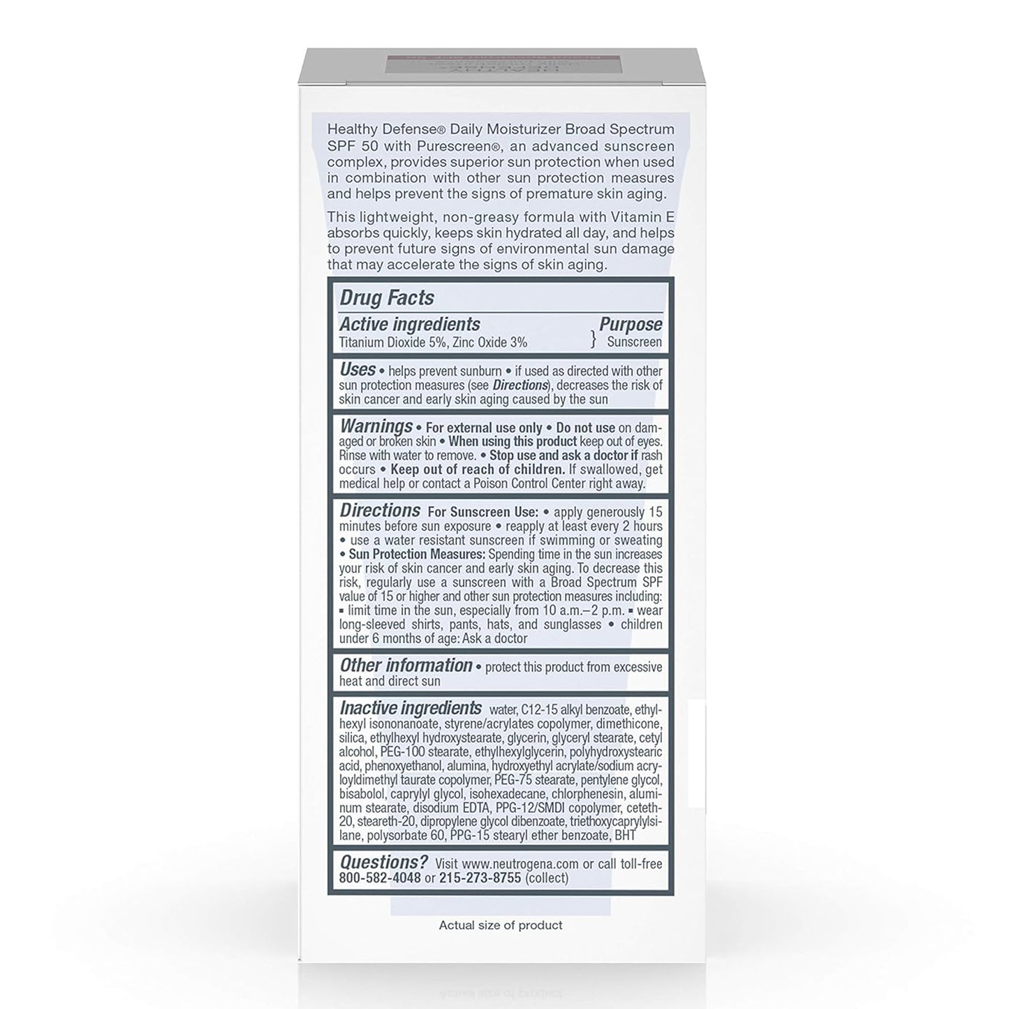 Neutrogena Healthy Defense Daily Moisturizer Sensitive Skin, Spf 50 Lotion 1.70 Oz