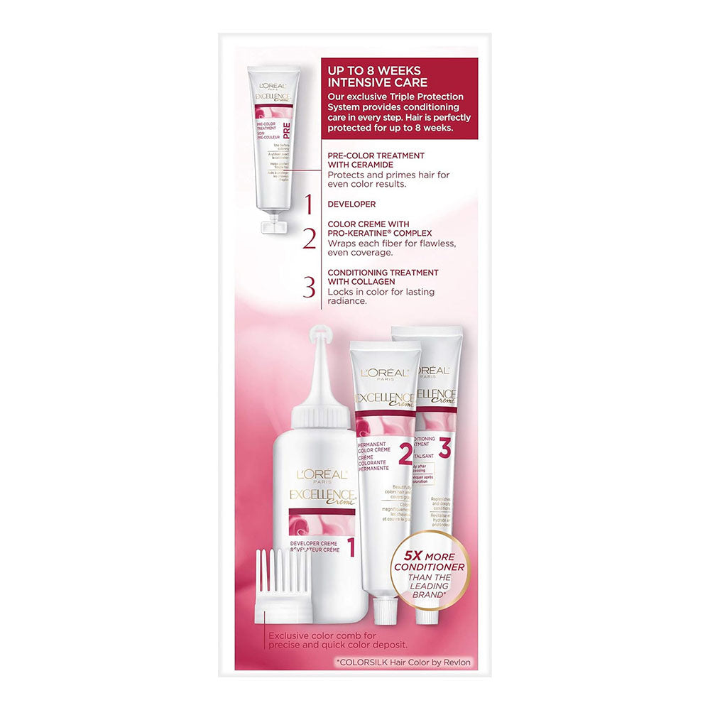 L'Oreal Paris Excellence Creme Permanent Triple Care Hair Color, 1Ct