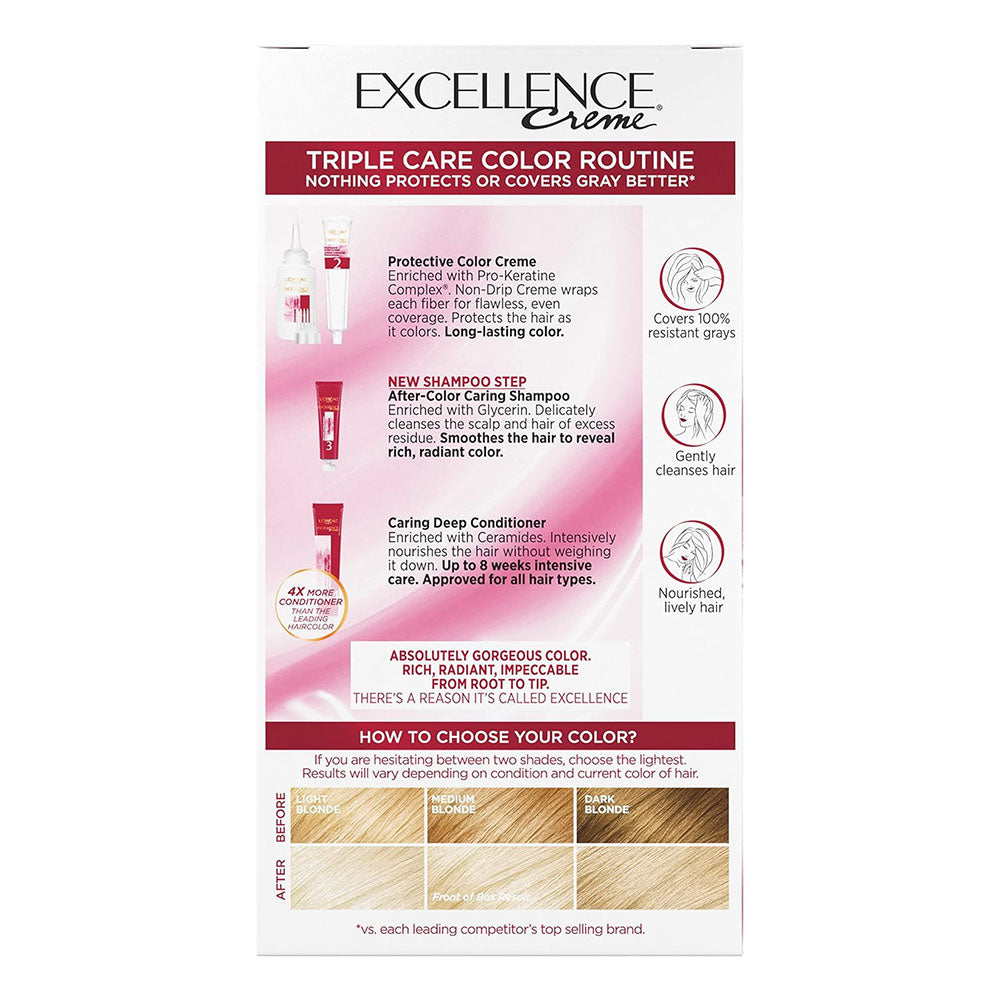 L'Oreal Paris Excellence Creme Permanent Triple Care Hair Color, 1Ct