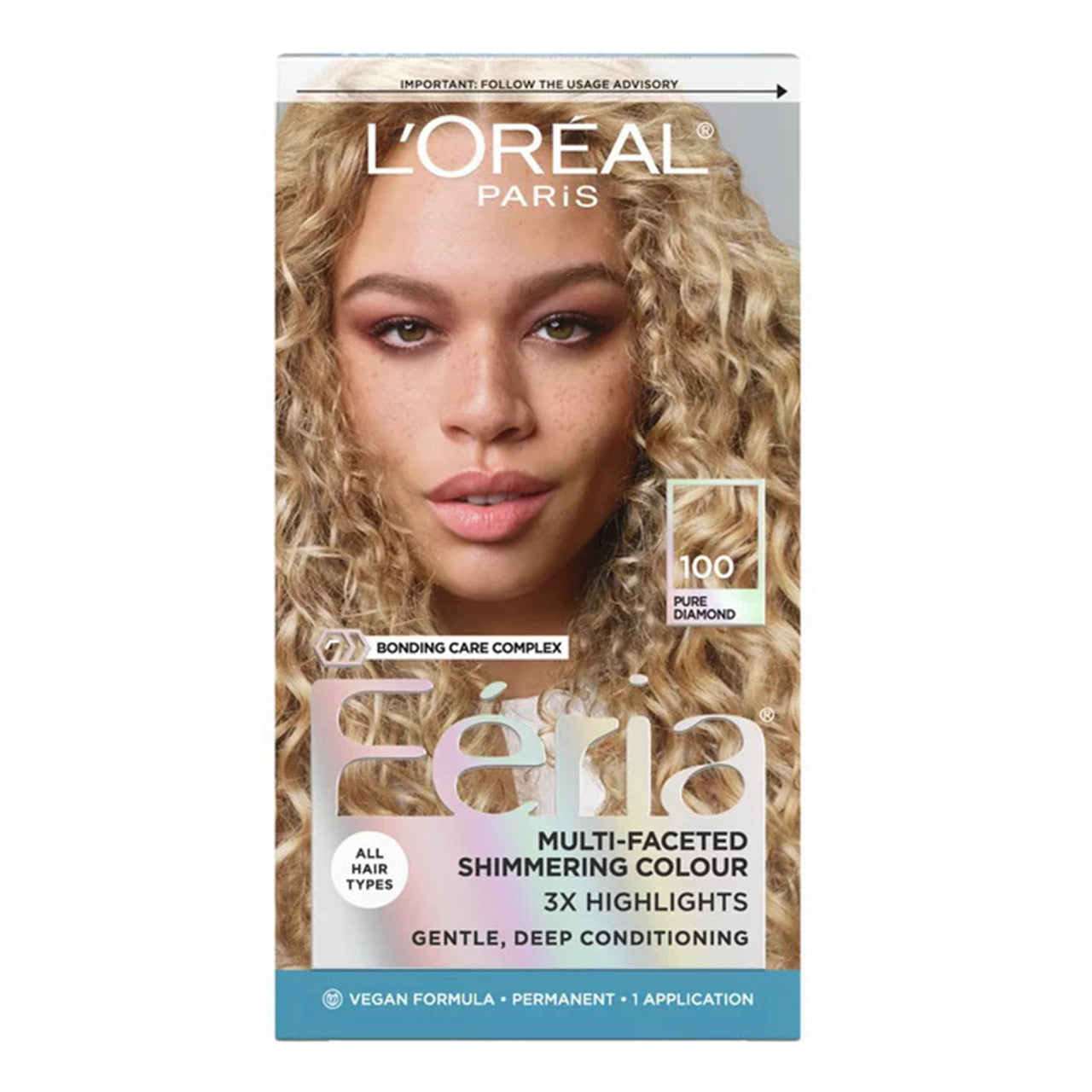 Loreal Feria Multi Faceted Shimmering Hair Color, 100 Pure Diamond, Very Light Natural Blonde - 1 Ea