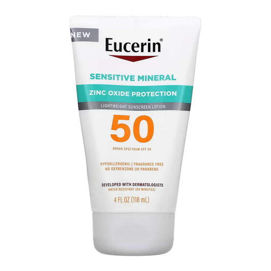 Eucerin Sun Sensitive Mineral Sunscreen Lotion Spf 50 With Zinc Oxide Protection, 4 Fl Oz Tube
