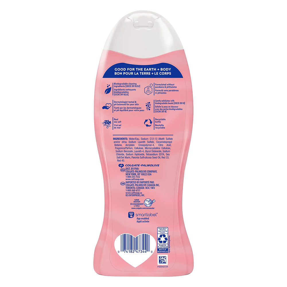 Softsoap Exfoliating Body Wash, Pink Peony & Sea Salt - 20 Fluid Ounce