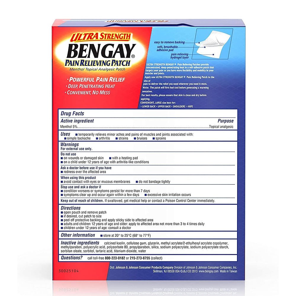 Bengay Ultra Strength Pain Relieving Patches Large Size 4 Each