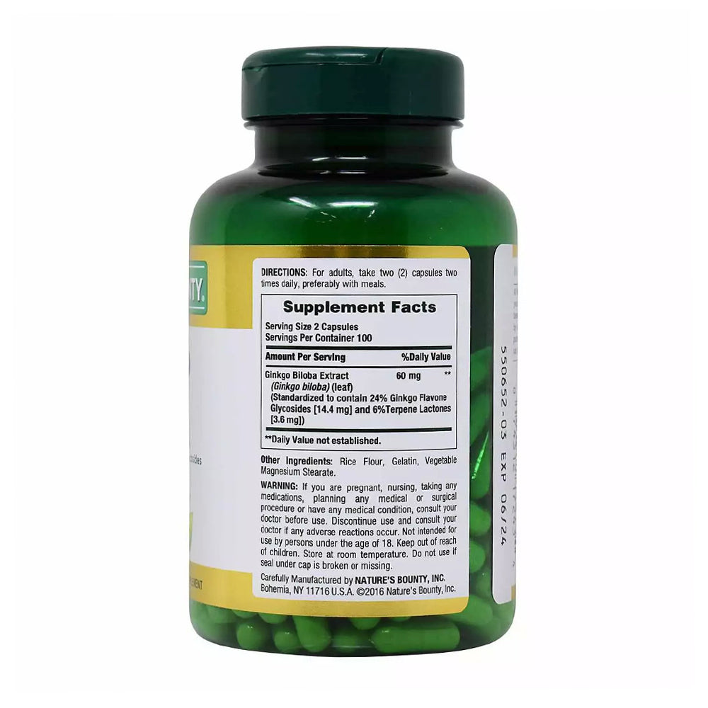Natures Bounty Ginkgo Biloba 60Mg Capsules 200 Ea