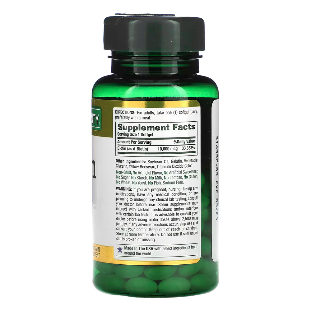 Natures Bounty Biotin, 10,000 Mcg, Rapid Release Softgels - 120 Ea